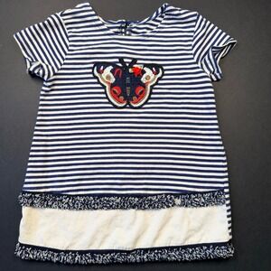 Marmellata Butterfly Stripe Ruffle Accent Girls Short Sleeve Summer Spring Top 6